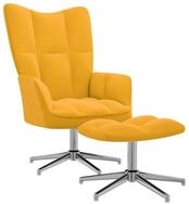 vidaXL Sessel Drehsessel Relaxsessel mit Hocker Senfgelb Samt f&uuml;r modernes...