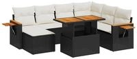 vidaXL Gartenlounge-Set 8-tlg. Garten-Sofagarnitur mit Kissen Schwarz Poly...