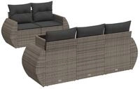 vidaXL Loungeset vidaXL 6-tlg. Garten-Sofagarnitur mit Kissen Grau Poly Rattan