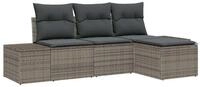 vidaXL Gartenlounge-Set Sofa Set 4 stk. Grau [Synthetisch]: Poly Rattan, (4-tlg)