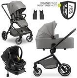 Hauck Kombi-Kinderwagen Move N Care Trio Set - Dark Grey, 4in1 Kinderwagen Set mit