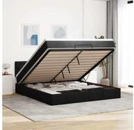 vidaXL Bett, Ottomane Bett mit Matratze & LEDs Schwarz 180x200 cm Stoff