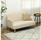 HOMCOM 2-Sitzer Kleine Couch mit Samtoptik, Holzbeine, Polstersofa mit Armlehne,