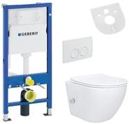 Belvit Tiefsp&uuml;l-WC UP100-AL55800-SET, Sp&uuml;lrandloses H&auml;nge WC Set mit Bidet Taharet