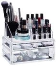 relaxdays Make-Up Organizer mit 2 Schublade, transparent