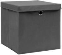 vidaXL Aufbewahrungsbox, Ordnungsboxen mit Deckeln 10 Stk. Grau 32x32x32 cm...