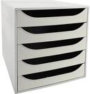 EXACOMPTA Organizer Schubladenbox Ecobox 229606D A4+ 5 Sch&uuml;be offen grau/grau