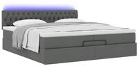 vidaXL Bett Ottoman-Bett mit Matratzen & LEDs Dunkelgrau 200x200 cm Stoff