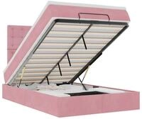 vidaXL Bett Ottoman-Bett mit Matratzen & LEDs Rosa 120x190 cm Samt