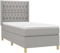 vidaXL Bettgestell vidaXL Boxspringbett mit Matratze Hellgrau 90x200 cm Stoff