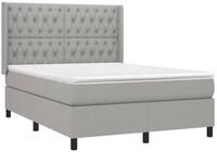 vidaXL Bett Boxspringbett mit Matratze Hellgrau 140x190 cm Stoff