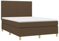 vidaXL Bett Boxspringbett mit Matratze Dunkelbraun 140x200 cm Stoff