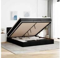 vidaXL Bett, Ottoman-Bett mit Matratze Schwarz 160x200 cm Stoff