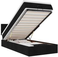 vidaXL Bett Ottomane Bett mit Matratze & LEDs Schwarz 80x200 cm Stoff
