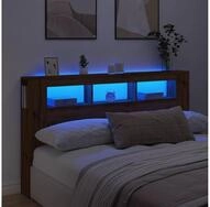 vidaXL Bett, LED-Kopfteil Artisan-Eiche 180x18,5x103,5 cm Holzwerkstoff