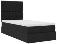 vidaXL Bett Ottoman-Bett mit Matratze Schwarz 80x200 cm Stoff