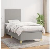 vidaXL Bettgestell vidaXL Boxspringbett mit Matratze Hellgrau 90x200 cm Stoff