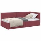 vidaXL Bett Eckbettgestell mit Kopfteil Weinrot 100 x 200 cm Stoff (1-tlg)