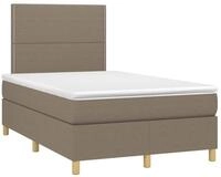 vidaXL Bett Boxspringbett mit Matratze & LED Taupe 120x200 cm Stoff