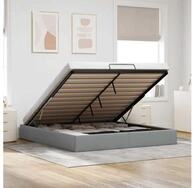 vidaXL Bett, Ottoman-Bett ohne Matratze Hellgrau 200x200 cm Stoff