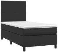 vidaXL Bett Boxspringbett mit Matratze & LED Schwarz 90x190 cm Kunstleder