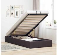 vidaXL Bett, Ottoman-Bett ohne Matratze Dunkelbraun 80x200 cm Stoff