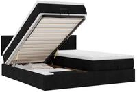 vidaXL Bett Ottoman-Bett mit Matratzen & LEDs Schwarz 160x200 cm Stoff