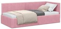 vidaXL Bett Eckbettgestell mit Kopfteil Rosa 90 cm x 190 cm Samt (1-tlg)