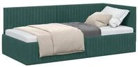 vidaXL Bett Eckbettgestell mit Kopfteil Dunkelgr&uuml;n 90 cm x 200 cm Samt (1-tlg)