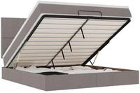vidaXL Bett Ottoman-Bett mit Matratze & LEDs Taupe 180x200 cm Stoff