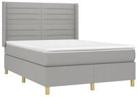 vidaXL Bett Boxspringbett mit Matratze & LED Hellgrau 140x190 cm Stoff