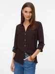 Hemdbluse VERO MODA "VMBUMPY L/S SHIRT NEW WVN GA NOOS", Damen, Gr. M, braun