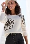 LASCANA Strickpullover mit Blumen-Applikation, Winterpullover, modisch