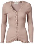 rosemunde Strickjacke Babette Silk Cardigan mit Seide Vintage-Spitzenbesatz,