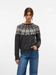 Vero Moda Strickpullover VMSIMONE LS NORDIC PULLOVER GA REP BOO Materialmix mit