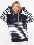 Zwillingsherz Hoodie "Moin Streifen" Stickerei, Kapuze mit bedruckter Kordel,