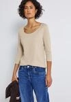 3/4-Arm-Shirt STREET ONE "Style Pania", Damen, Gr. 34, beige (cotton beige),...