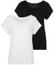 Vivance Kurzarmshirt mit Gummizug im Bund (2er-Pack) aus weichem Viskose-Stretch