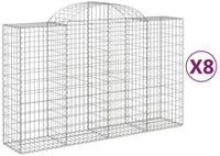 vidaXL Gabionenzaun, Gabionen mit Hochbogen 8 Stk. 200x50x120/140cm Verzinktes...