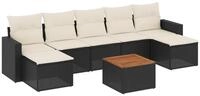 vidaXL Gartenlounge-Set, 8-tlg. Garten-Sofagarnitur mit Kissen Schwarz Poly...