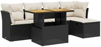 vidaXL Gartenlounge-Set 6-tlg. Garten-Sofagarnitur mit Kissen Schwarz Poly...