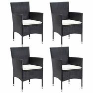 vidaXL Sitzgruppe vidaXL Garten-Essst&uuml;hle 4 Stk. Poly Rattan Schwarz