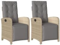 vidaXL Gartensessel, Outdoor Sessel mit Fu&szlig;teil 2 Stk. Verstellbar Poly Rattan