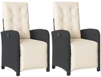 vidaXL Gartensessel, Outdoor Sessel mit Fu&szlig;teil 2 Stk. Verstellbar Schwarz Poly