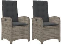 vidaXL Gartensessel, Outdoor Sessel mit Kissen 2 Stk. Verstellbar Grau Poly...