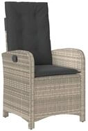vidaXL Gartensessel, Outdoor Sessel mit Kissen Verstellbar Hellgrau Poly Rattan