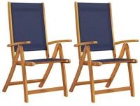 vidaXL Gartenstuhl Gartenst&uuml;hle 2 Stk. Klappbar Massivholz und Textilene (2 St)