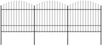 vidaXL Gartenzaun Gartenzaun mit Speerspitze Stahl 537 x 175 cm Schwarz, (1-St)