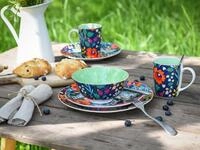 CreaTable Kombiservice Folklore Blau Kombiservice 16-tlg (16-tlg), 4 Personen,