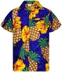 King Kameha Hawaiihemd Pineapple Hibiscus Funky Hawaii-Hemd Kurzarm Front-Tasche